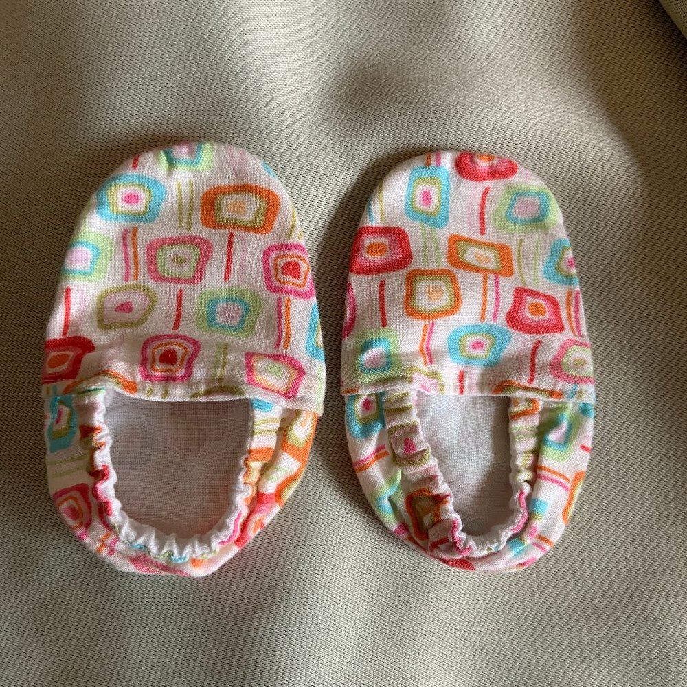 Handmade Baby Girl Crib Shoes 6/9M {Colorful Abstract}